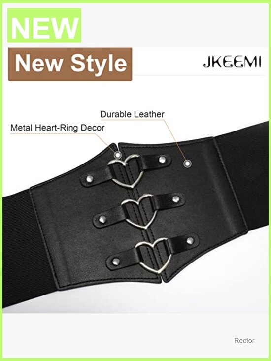 Wide Corset Waist Belt Metal O-Ring Faux Leather Elastic Shapewear